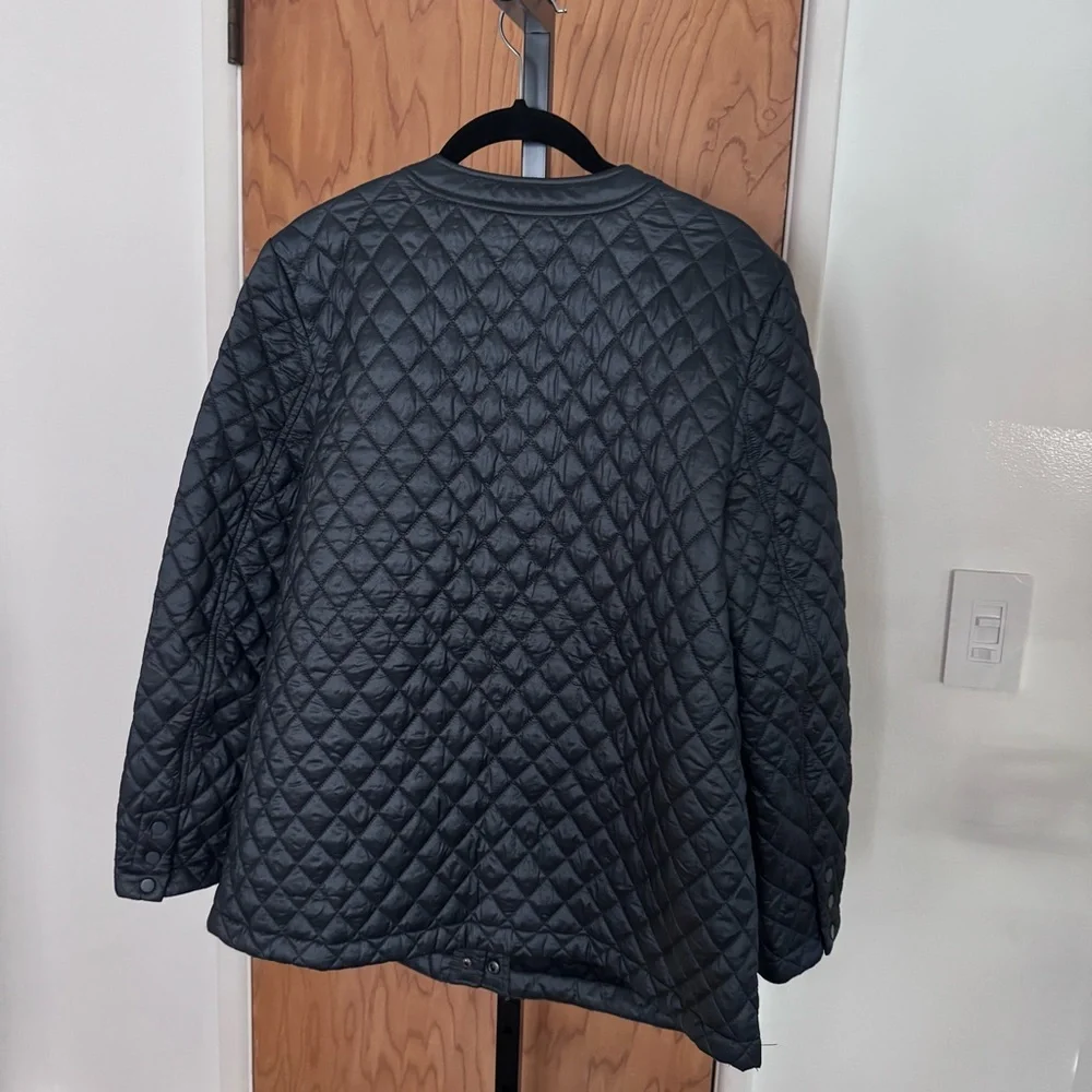 J. McLaughlin Quilted Snap-Front Jacket patch pockets - grey blue women medium